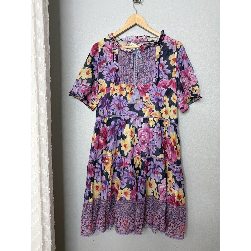 Sundance Women's Tiered Dress Floral Boho Peasant Cottagecore Flowy Size XS